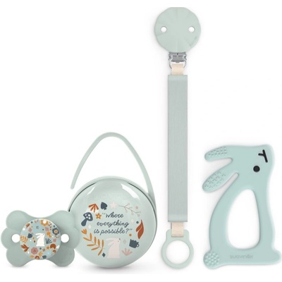 Suavinex Wonderland Suavinex Wonderland SX Pro Physiological 0-6 m dudlík 1 ks + Suavinex Wonderland Soother Clip with Ribbon klip na dudlík 1 ks + Duo Soother Case krabička na dudlík 1 ks + kousátko