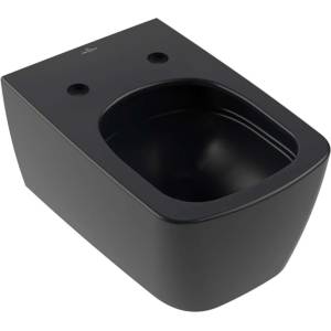 Villeroy & Boch Subway 3.0 - Окачена тоалетна чиния, TwistFlush, Rimless, CeramicPlus, Pure Black 4610T0R7 (4610T0R7)
