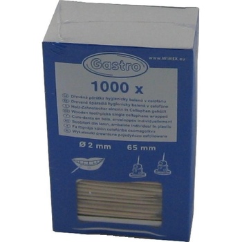 Wimex Špáradlo drevené O2 x 65 mm jednotlivo v celofáne
