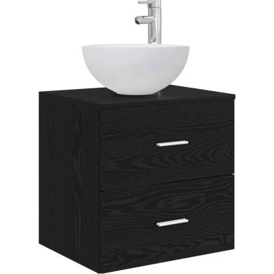 vidaXL Стенен мивка с шкаф Черен дъб 49, 5 x 35 x 63 см (890255)
