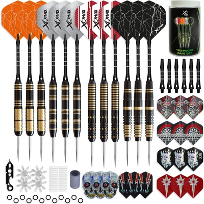 123-dílná sada XQMax šipky 12x Steel Brass + příslušenství