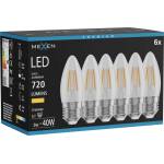 Mexen Vintis 6x LED крушка с нажежаема жичка E27, C35, 6W, Топла - 2700K, 720 lm, прозрачна (L154-E27-0627-00x06)