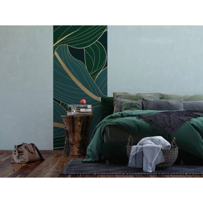 AG design FTNVL-3728 vliesová fototapeta Dark Green Leafes rozměry 90 x 270 cm