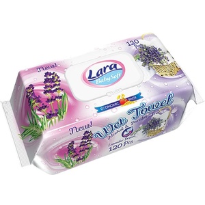 Lara Мокри кърпи с капак Lara Baby Soft - Family, Лавандула, 120 броя (54078) - ozone