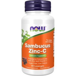 NOW Sambucus Zinc-C | Immune Support [60 Подезични таблетки ]