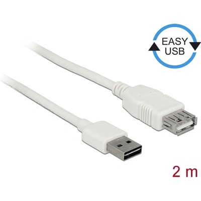 Delock Bovíto кабел EASY-USB 2.0 тип A конектор щепсел USB 2.0 тип A втулка бяла 2 м