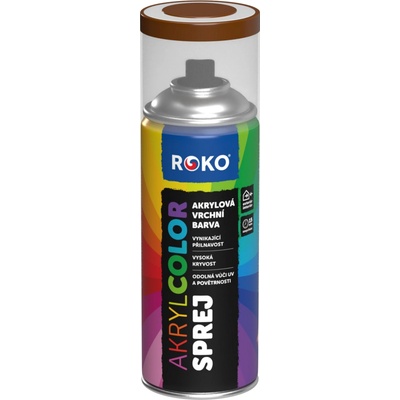 Rokospol Akrylcolor sprej akrylová vrchní barva 400 ml hnědá měděná