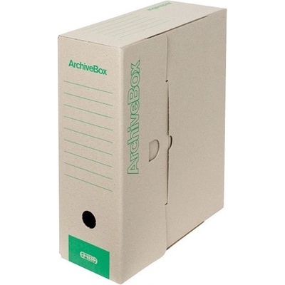 Emba Archive box A4 natur, zelený potisk linky, hřbet 110 mm, silná lepenka – Zboží Živě