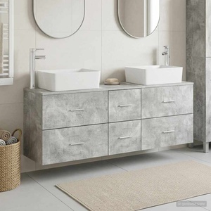 vidaXL Комплект шкафове за баня 3 бр. Бетонно сиво 136 x 35 x 80 см (3405862)