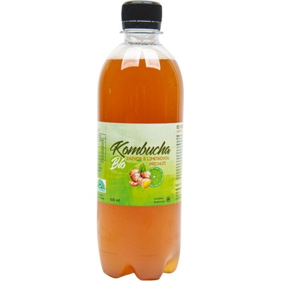 Stevikom Kombucha zázvor s limetkovou príchuťou bio 0,5 l