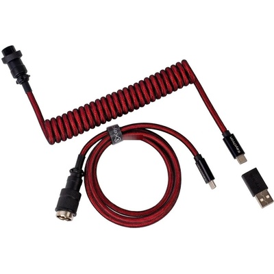 Keychron Keychron USB 3.2 Gen 1 Premium Coiled Aviator кабел, USB-C към USB-C, червен, 1.08m, ъглов, 360 градуса (Cab-2)