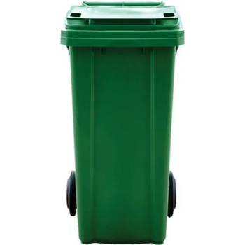 Image 1 of 120 л. зелен кош с колела за отпадъци