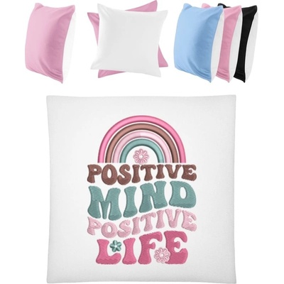 Darčeky PrintEQ Štvorcový Farebný Vankúš Pozitívna myseľ život Biela Anitcká Ružová 40x40