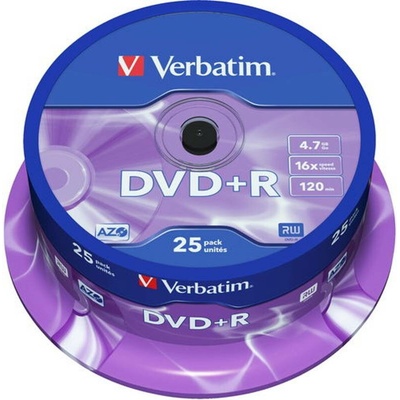 Verbatim DVD-R 4,7GB 16x, AZO, printable, cakebox, 25ks (43522) – Zboží Živě
