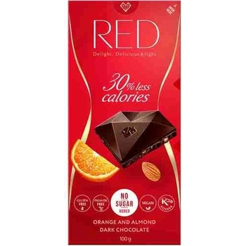 RED Delight horká čokoláda s příchutí pomeranče a mandlí 100g