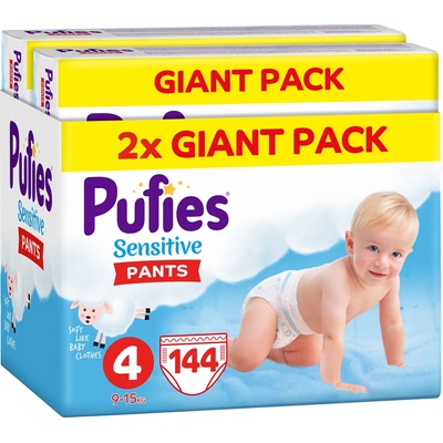 pufies Пелени гащи Pufies Pants Sensitive 4, 9-15 kg, 144 броя, Giant Pack (3800024035852)