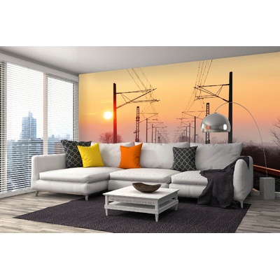 DIMEX ART Самозалепваща се флизелинова фототапета влак при залез слънце 375 x 250 см