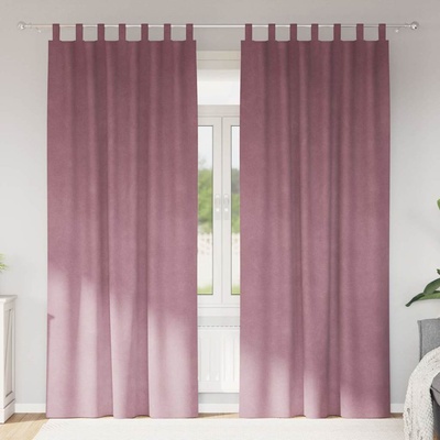 vidaXL Затъмняващи завеси 2 pcs Тъмен розов 140 x 245 cm Кадифе (4107251)
