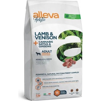 Image 1 of DIUSAPET Alleva® holistic (adult medium/maxi) lamb & venison + cannabis sativa & ginseng - пълноценна храна за пораснали кучета над една година, от средни и едри породи, Италия - 2 кг 2356