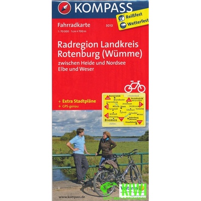 Kompass Fahrradkarte Radregion Landkreis Rotenburg Wümme zwischen Heide und Nordsee Elbe und Weser