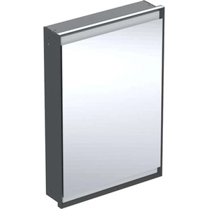 Geberit ONE - Огледален шкаф с LED осветление, 60x90x15 см, панти отдясно, за вграждане, матово черно 505.801. 00.7 (505.801.00.7)