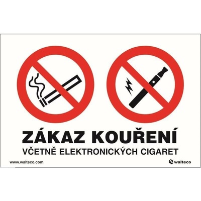 Zákaz kouření včetně elektr.cigaret, Samolepka, formát 150x100 mm, Samolepicí