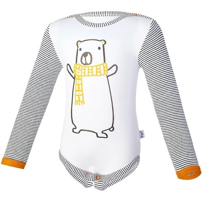 Dětské body Little Angel smyk DR pruh Outlast® bílá medvěd pruh bíločerný