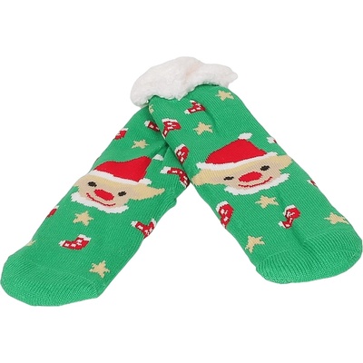 Мъжки зимни чорапи в зелено с коледни картинки