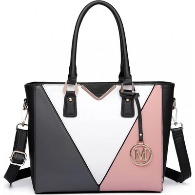 Miss Lulu kabelka shopper růžová bílá