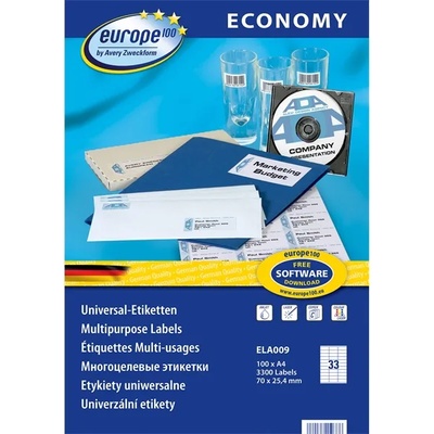 AVERY Europe100 ELA009 70x25, 4mm универсален етикет 3300pcs (ELA009)