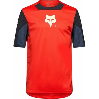 FOX Yth Defend Ss Elevated Fluorescent Red
