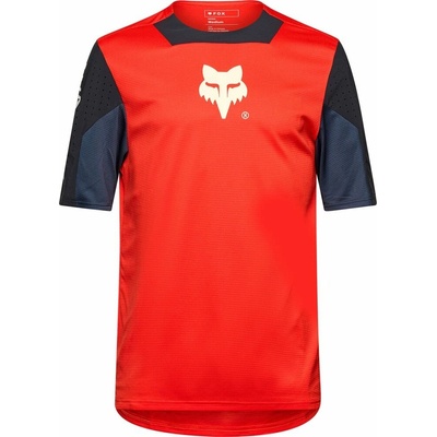 FOX Yth Defend Ss Elevated Fluorescent Red