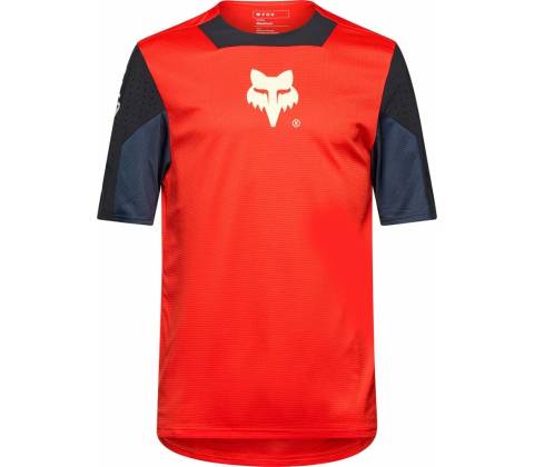 FOX Yth Defend Ss Elevated Fluorescent Red