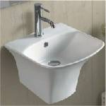 Inter Ceramic правоъгълна стенен умивалник, лъскаво бял, 44 см (4543)