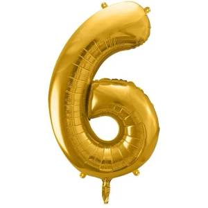 Party Deco Фолиев Балон Цифра, Злато - 86см - 6 (fb1m-6-019)