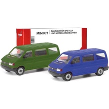 Sada 2ks: Volkswagen T4 Bus zelená / modrá Minikit Herpa stavebnice 1:87