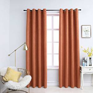 Pure Line Home Плътни завеси в цвят теракота с метални халки, 2 бр. , 140 x 245 см - zalegloto - 62,00 лв