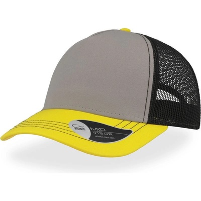 Atlantis Headwear Rapper Canvas 5 panelová síťovaná COT-336060y7499 Šedá/žlutá/černá