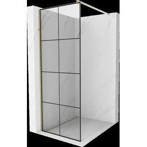 Mexen Kioto панел за душ Walk-in 70 x 200 см, черна решетка 8 мм, златен - 800-070-101-50-77 (800-070-101-50-77)