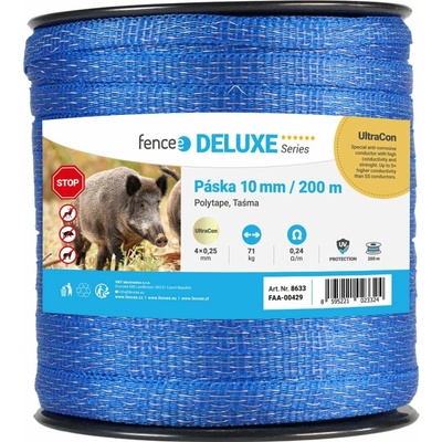 Páska na elektrický ohradník, šírka 10 mm, modrá, dĺžka 200 m