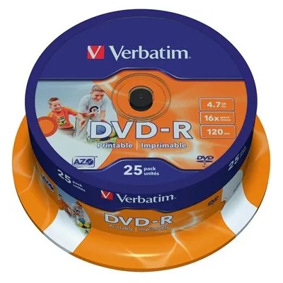 Verbatim 43538 DVD-R 4, 7GB/16x/печатна повърхност/презаписваеми DVD 25бр. /пак (43538)