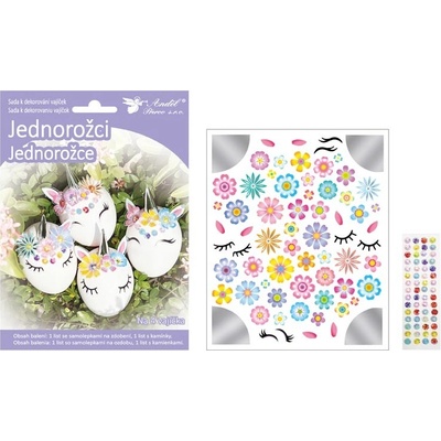 Sada k dekorování 7738 4 ks vajíček - jednorožci