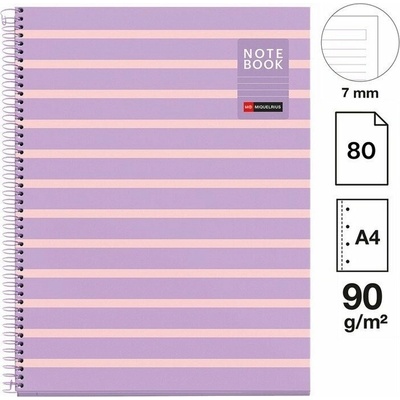 Poznámkový blok Between the Lines NB-1, A4, 90g, karton, 80 listů, linka, Mauve