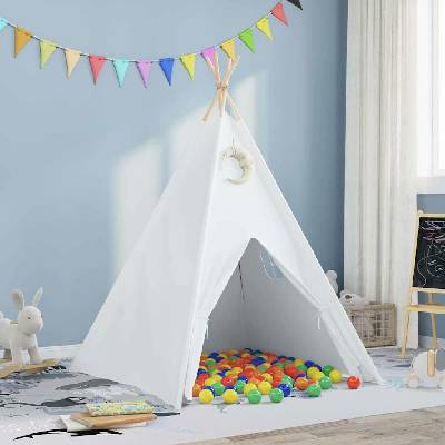vidaXL Teepee stan Bílá 120 x 120 x 150 cm