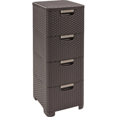 Curver Regál Style 4x14L se šuplíky tmavě hnědý
