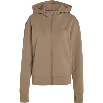 Adidas Дамски суичър adidas Women's D4T Workout Full Zip Hooded Sweatshirt Hoodie - Khaki Six (117-3942-0213)