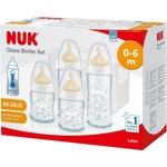 Nuk Комплект стъклени шишета Nuk First Choice - Temperature Control, с каучуков биберон + кошница (10225252)