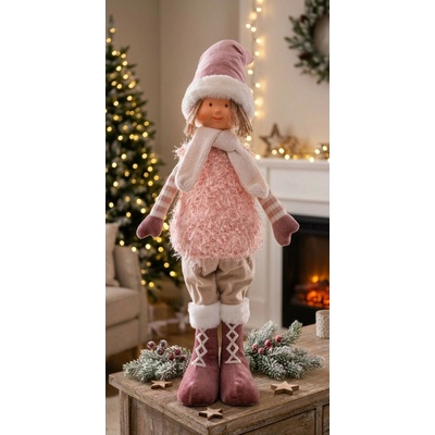 MagicHome Dekorácia Vianoce Chlapec ružový 75 cm