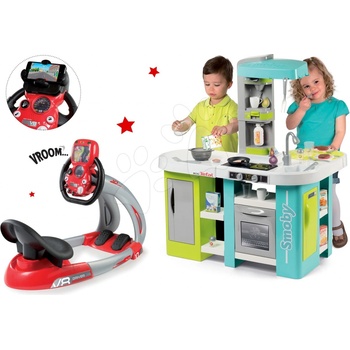 Smoby set kuchyňka elektronická Tefal Studio XL Bubble a trenažér V8 Driver 311035-18