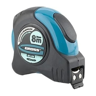 GROSS Ролетка Schlagfest, 8 m х 25 mm, магнитен накрайник, двустранна скала, GROSS